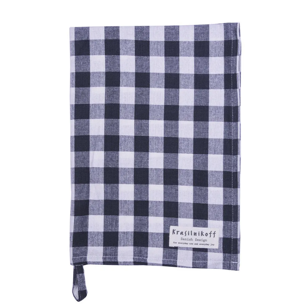 Krasilnikoff Geschirrhandtuch groß kariert aus Baumwolle