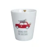 Krasilnikoff Happy Mug, Driving Home for Christmas, Red