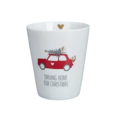 Krasilnikoff Happy Mug, Driving Home for Christmas, Red
