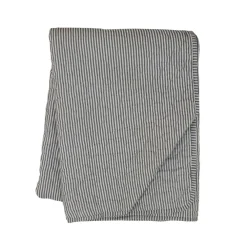 Krasilnikoff Quilt mit dünnen Streifen, Schwarz/Weiß