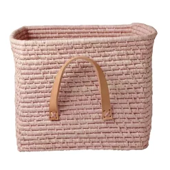 RICE Aufbewahrungskorb Einfarbig mit Lederschlaufen