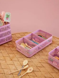 RICE Besteck Korb aus Metall, pink