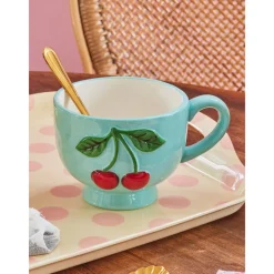 RICE Keramik Becher mit Kirschen