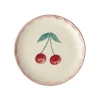RICE Keramik Kuchenteller mit Handgemalten Kirschen