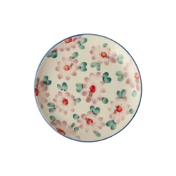 RICE Keramik Kuchenteller mit Handgemalten Blumen