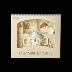 RICE Melamin Baby-Geschirrset Crème Sweet Jungle Print