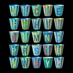 RICE Melamin Buchstabenbecher gestreift