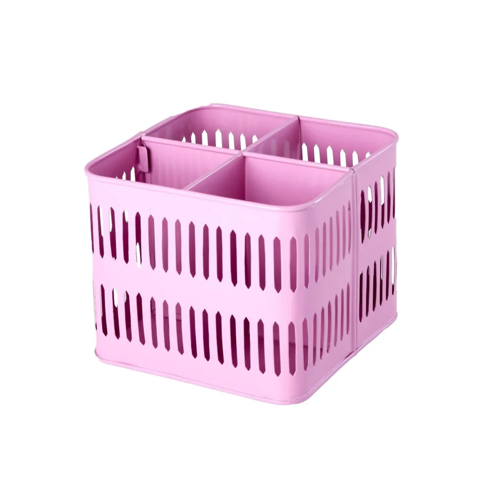 RICE Metall Korb quadratisch pink