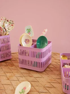 RICE Metall Korb quadratisch pink