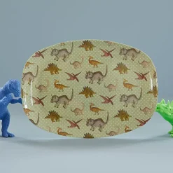 RICE Rechteckig Melamin Kinderteller New Dino Print