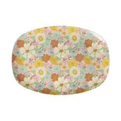 RICE Rechteckiger Teller aus Melamin Flower Power