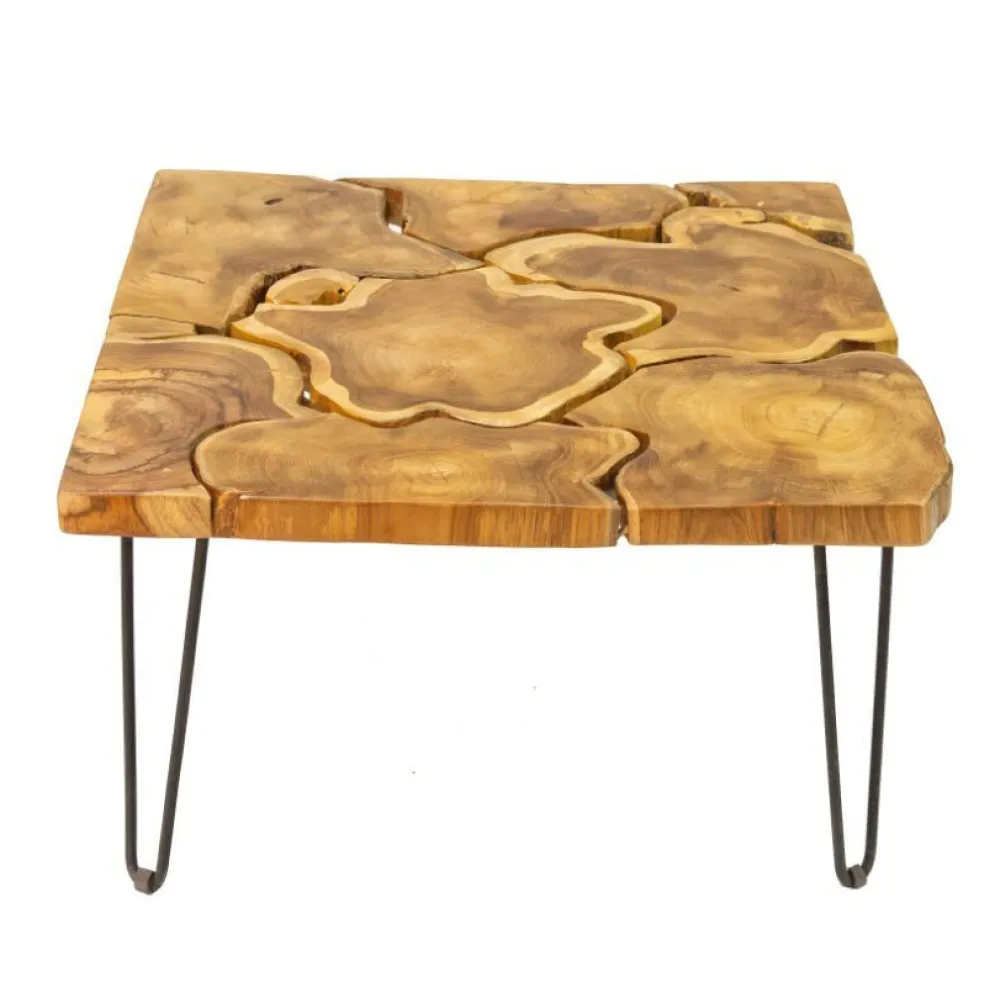 skandeko Quadratischer Couchtisch aus recyceltem Holz